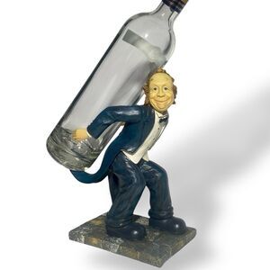 RARE Vintage Servant Waiter Figurine Wine Bottle Holder Stand Ceramic Statue